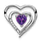 Rhodium Over 14k White Gold Amethyst and Diamond Heart Pendant