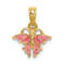 14k Yellow Gold Textured Pink Enamel Mini Butterfly Charm