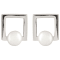 White Cultured Freshwater Pearl Rhodium Over Silver Geometric Earring