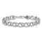 Rhodium Over 14k White Gold 8mm Diamond-Cut Triple Link Charm Bracelet