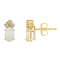 6x4mm Oval Opal with Diamond Accents 14k Yellow Gold Stud Earrings