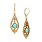 Teal Teardrop Drop Earrings In Gold Tone
