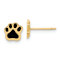 14k Yellow Gold Polished Paw with Black Enamel Stud Earrings
