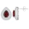 8x5mm Pear Shape Garnet And White Topaz Rhodium Over Sterling Silver
Double Halo Stud Earrings