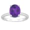 10x8mm Oval Amethyst With Diamond Accents Rhodium Over Sterling Silver
Hidden Halo Ring