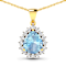 Pear Aquamarine and White Diamond 14K Yellow Gold Pendant with 18 inch
Cable Chain 2.30ctw