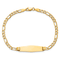 14k Yellow Gold Soft Diamond Shape Figaro Link ID Bracelet