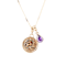 Barse Amethyst Aquarius Charm Necklace In Bronze
