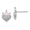 Rhodium Over Sterling Silver Enamel and Crystal Crown Heart Earrings