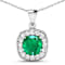 2.0ctw 14K White Gold Zambian Emerald and White Diamond Pendant with 18
inch Cable Chain