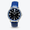 Croton Stainless Steel Quartz Watch with Blue Glass Dial and Leather Strap