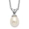 Rhodium Over Sterling Silver White Rice 6-7mm FWC Pearl Necklace
