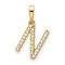14k Yellow Gold Diamond Letter N Initial Pendant