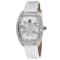 Christian Van Sant Women's Lotus White Dial, White Leather Strap Watch