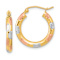 14k Yellow Gold and Rhodium Over 14k Yellow Gold 13/16" Polished
and Satin Diamond-Cut Hoop Earrings