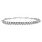 Rhodium Over Sterling Silver Bezel Set Cubic Zirconia and Paperclip Link Bracelet