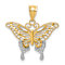 14k Two-tone Gold  Diamond-Cut Butterfly Pendant