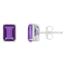8x6mm Rectangular Octagonal Amethyst Rhodium Over Sterling Silver Stud Earrings
