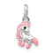 Sterling Silver Polished Pink and Black Enameled Pony Children's Pendant