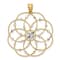 14k Two-tone Gold Diamond-Cut Spiral Circle Pendant