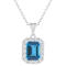 8x6mm Emerald Cut Swiss Blue Topaz and White Topaz Rhodium Over Sterling
Silver Halo Pendant w/Chain