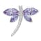 Rhodium Over Sterling Silver Lavender Cubic Zirconia Dragonfly Slide