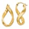 14k Yellow Gold Twisted Textured 1 3/16" Oval Hoop Earrings
