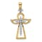 14k Yellow Gold and 14k White Gold Polished Diamond Cross Pendant