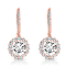 CZ Halo Drop Earrings In 18K Rose Gold Over Sterling Silver