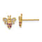 14K Yellow Gold Clear and Red Cubic Zirconia Bee Post Earrings