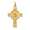 14k Yellow Gold Cross with Saint Michael Medal Pendant