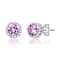 Pink CZ Halo Stud Earrings In White Rhodium Over Brass
