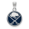 Rhodium Over Sterling Silver NHL LogoArt Buffalo Sabres Small Enamel Pendant