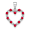 Rhodium Over 10k White Gold Diamond and 0.5 cttw Ruby Heart Pendant