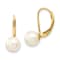 14K Yellow Gold 7-8mm White Round Saltwater Akoya Cultured Pearl
Leverback Earrings