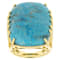Turquoise Large Rectangular Cushion Solitaire Ring In 18K Gold Over
Sterling Silver