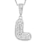 CZ Initial L Bubble Letter Pendant Necklace In Sterling Silver 1.39ctw