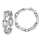 Rhodium Over Sterling Silver Cubic Zirconia Link In/Out Hinged Round
Hoop Earrings