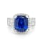 8.26 Ctw Blue Sapphire and 1.33 Ctw White Diamond Ring in 14K WG