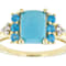 Turquoise, Neon Apatite And White Zircon Ring In 18K Gold Over Sterling
Silver 0.40ctw