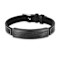 Mens Stainless Steel, Black Leather and Carbon Fiber Bar Bracelet