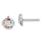 Rhodium Over Sterling Silver Childs Enamel Cupcake Post Earrings