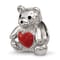 Sterling Silver Enamel Bear with Red Heart Bead