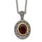 Sterling Silver Antiqued with 14K Accent Garnet Oval Necklace