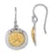 Rhodium Over Sterling Silver Two-tone Textured Sand Dollar Dangle Earrings
