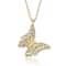 CZ Butterfly Pendant Necklace In 14K Gold Over Brass