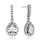 CZ Teardrop Halo Drop Earrings In Sterling Silver