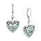 Textured Heart Floral Enamel Center Leverback Earrings