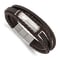 Brown Rubber and Stainless Steel Brushed 8-inch with 0.5-inch Extension Bracelet
