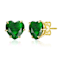Heart-Shaped Emerald Color CZ Stud Earrings In 14K Gold Over Brass